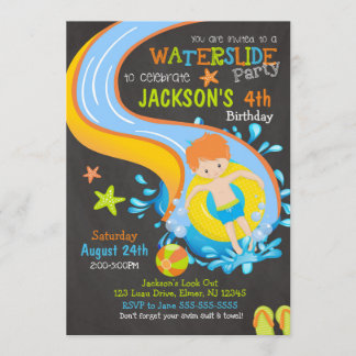 Wasserrutsche zum Geburtstag Einladung / Pool-Part