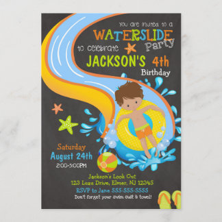 Wasserrutsche zum Geburtstag Einladung / Schwimmba