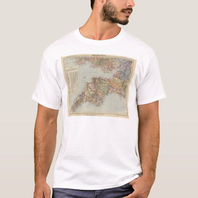 Wasserscheidekarte England, Wales 5 T-Shirt (Vorderseite)