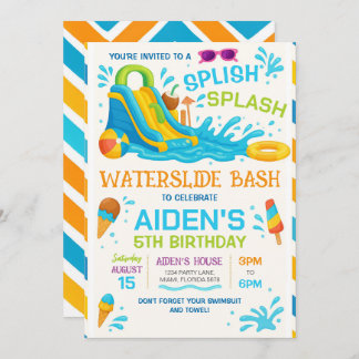 Wasserschieber Einladung, bearbeitbare Wasserrutsc Einladung