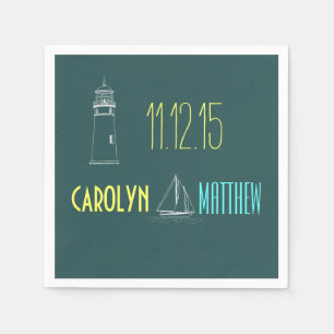 Wasserschiff Lighthouse Blue Wedding Napkins Serviette