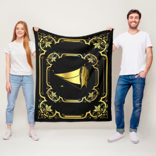 Wasserschiff mit Goldmedaille/Schwarz/Gold/Schwarz Fleecedecke