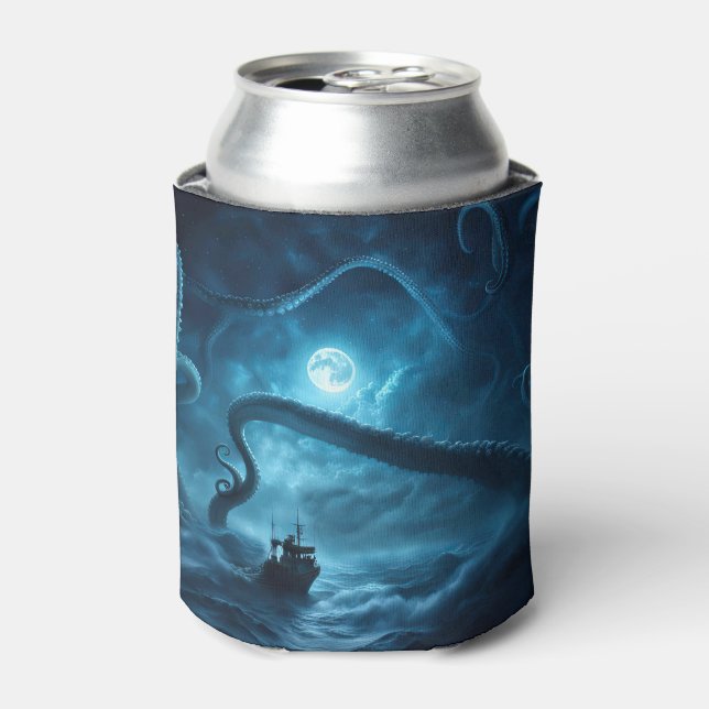 Wasserschiff und Riesenoktopus Kraken Dosenkühler (Kanne Vorderseite)
