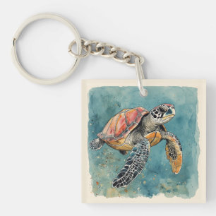Wasserschildkröte Aquarell Schlüsselanhänger