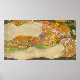 Wasserschlangen II von Gustav Klimt, Jugendstil Poster