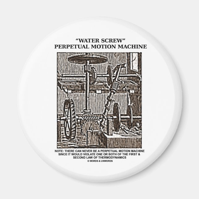 Wasserschraube Perpetual Motion Machine Woodcut Magnet (Vorne)