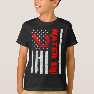Wasserski amerikanische Flagge Strandsport Wellenl T-Shirt