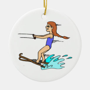Wasserski Girl Keramik Ornament