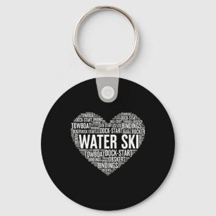 Wasserski Herzförmiges Wortwolken-Design Ski Wa Schlüsselanhänger