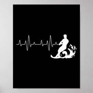 Wasserski-Herzschlag - Wasserskifahrer Wassersport Poster