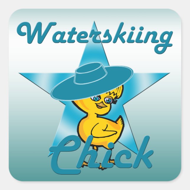 Wasserski-Kick #7 Quadratischer Aufkleber (Vorderseite)