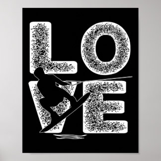 Wasserski-Liebe-Wort-Themen-Grafikdesign-Skifahrer Poster