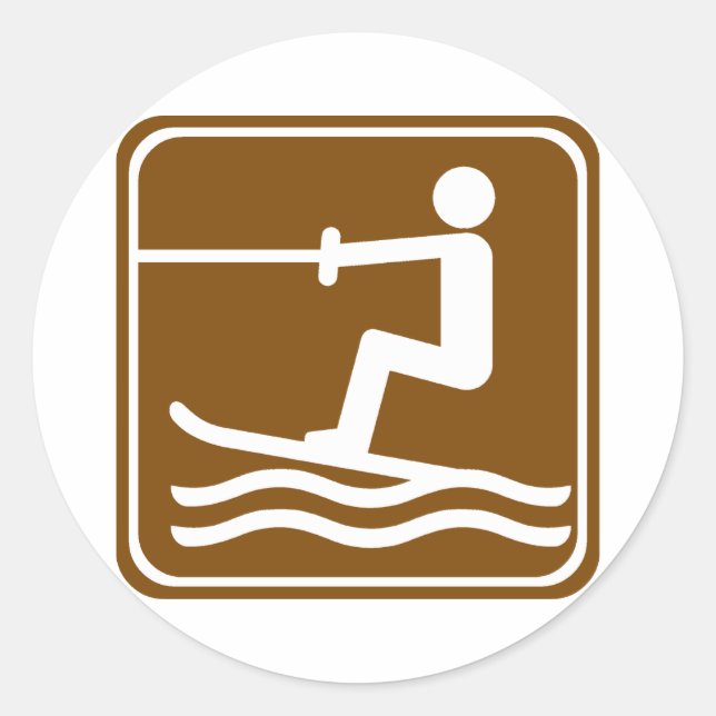 Wasserski - Paradies Runder Aufkleber (Vorderseite)