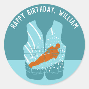 Wasserski-Rettungsweste Grafik Personalisiert Runder Aufkleber