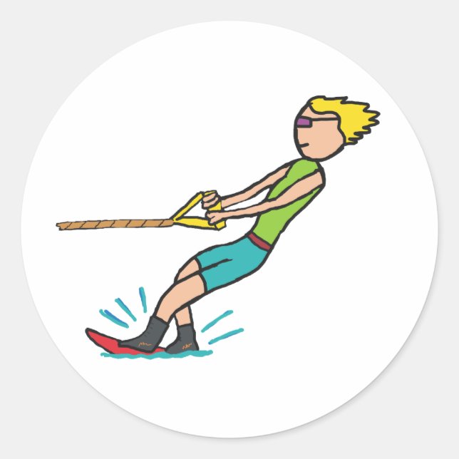 Wasserski Runder Aufkleber (Vorderseite)