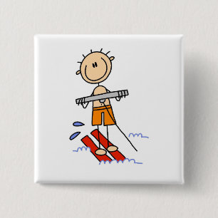 Wasserski-Stickfigur Button