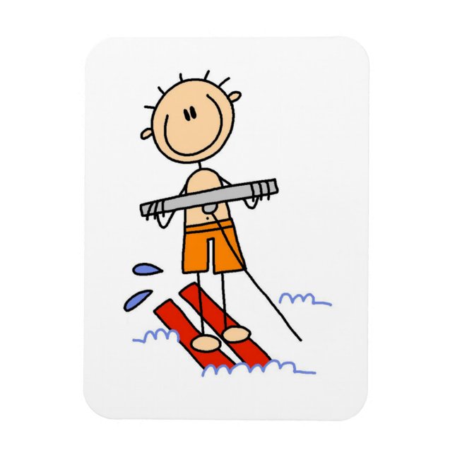 Wasserski-Stickfigur Magnet (Vertikal)