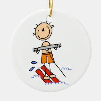 Wasserski-Strichmännchen Keramik Ornament