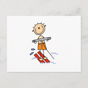 Wasserski-Strichmännchen Postkarte