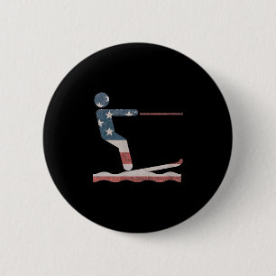 Wasserski T Shirt Wasserski - Amerikanisches Flag Button