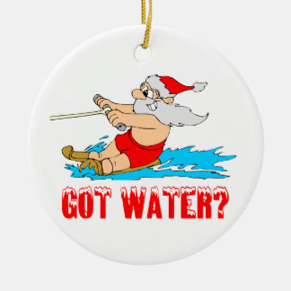 Wasserskifahren Weihnachtsmann Keramik Ornament