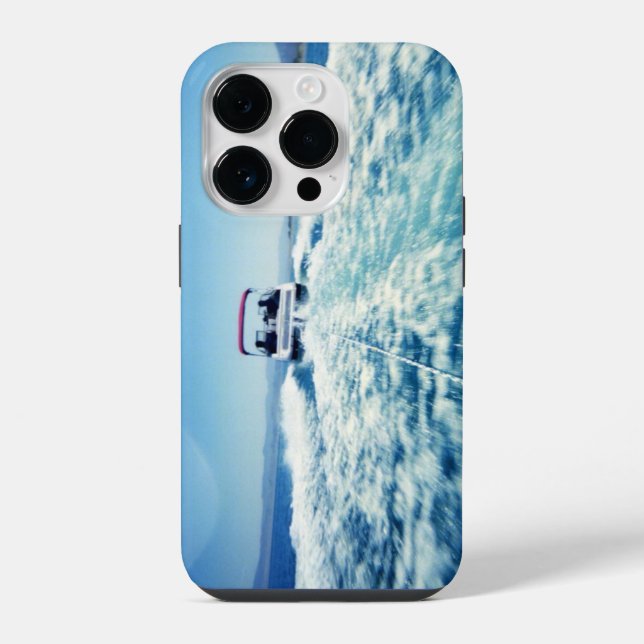 Wasserskilauf hinter Schnellboot iPhone Hülle (Rückseite)
