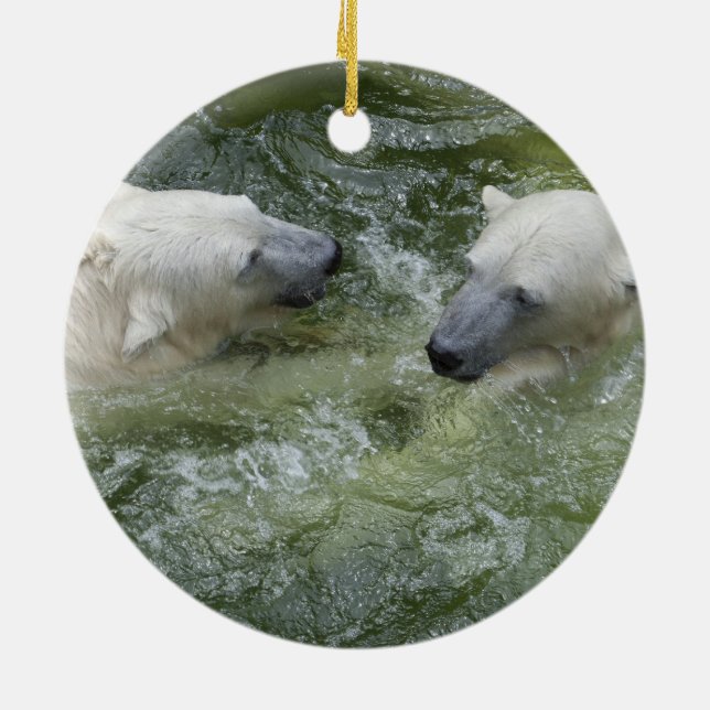 Wasserspass Eisbären Keramik Ornament (Hinten)