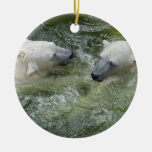Wasserspass Eisbären Keramik Ornament