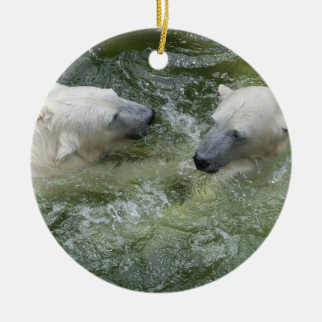 Wasserspass Eisbären Keramik Ornament (Vorne)