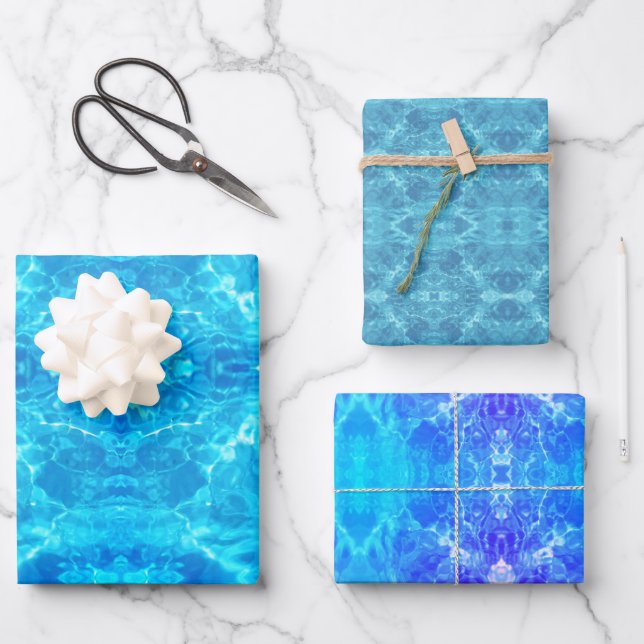 Wasserspass im Pool | Blau | Filter | Spiegelung | Geschenkpapier Set (Vorderseite)