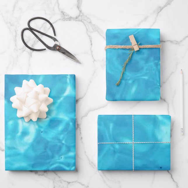 Wasserspass im Pool | Blau | Geschenkpapier Set (Vorderseite)