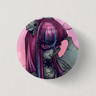 Wasserspeier-Monster-Mädchen-Button Button