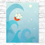 Wassersport Art Poster<br><div class="desc">Ein Segelschiff sitzt auf einer Ozeanwelle unter einem Sternenhimmel. Ideal für Segler,  Reisende und Abenteurer auf der ganzen Welt.</div>