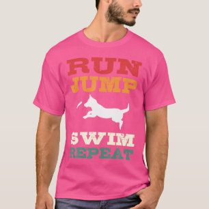 Wassersport Hund Dock-Springen Wiederholen Rennen T-Shirt