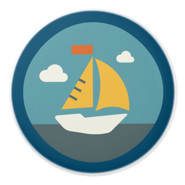 Wassersport, Küstenleben, Segelboot Keramikknauf (Vorderseite)