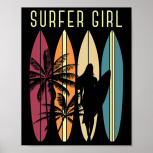Wassersport Surfen Mädchen Surfbrett Surfer Hobby Poster