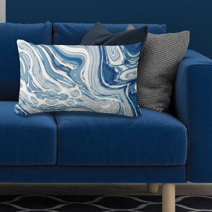 Wassersportwellen am Strand Aquarellblau Wirbel Lendenkissen