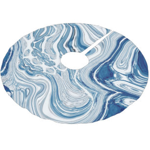 Wassersportwellen am Strand Aquarellblau Wirbel Polyester Weihnachtsbaumdecke