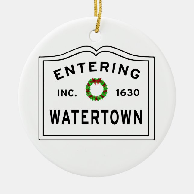 Wasserstadt, MA Holiday Wreath Metal Ornament (Vorne)