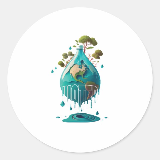 Wassertag Runder Aufkleber (Vorderseite)
