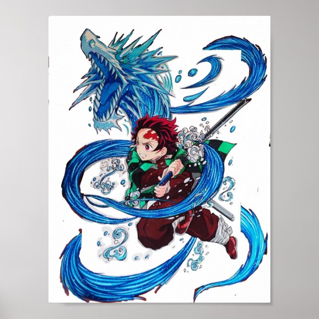 Wassertanz Tanjiro Kamado Dämonenschicht Poster (Vorne)
