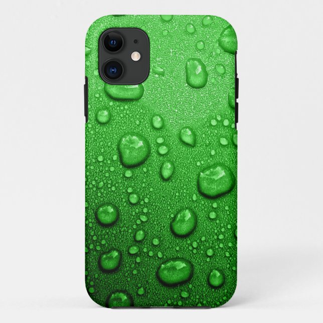 Wassertröpfchen auf grünem Hintergrund, cool u. Case-Mate iPhone Hülle (Rückseite)
