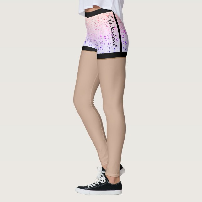 Wassertröpfchen kürzen lila Leggings mit rosa (Links)