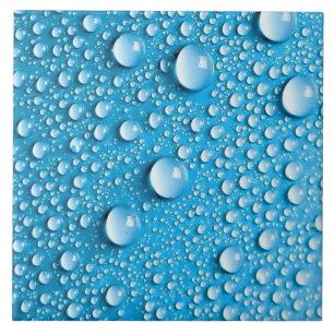 Wassertropfen auf blau   Benutzerdefinierte Kerami Fliese