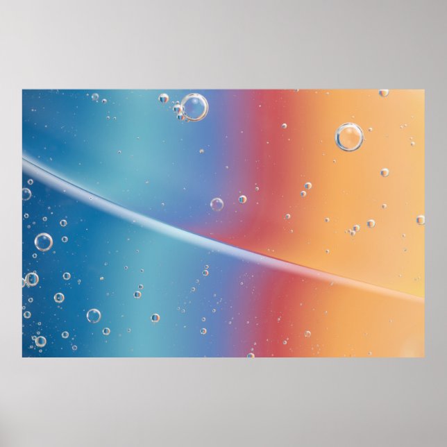 WASSERTROPFEN AUF BLAUEN KUNSTSTOFF POSTER (Vorne)