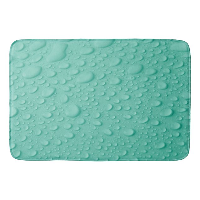 Wassertropfen auf blauer Oberfläche Badematte (Vorderseite)