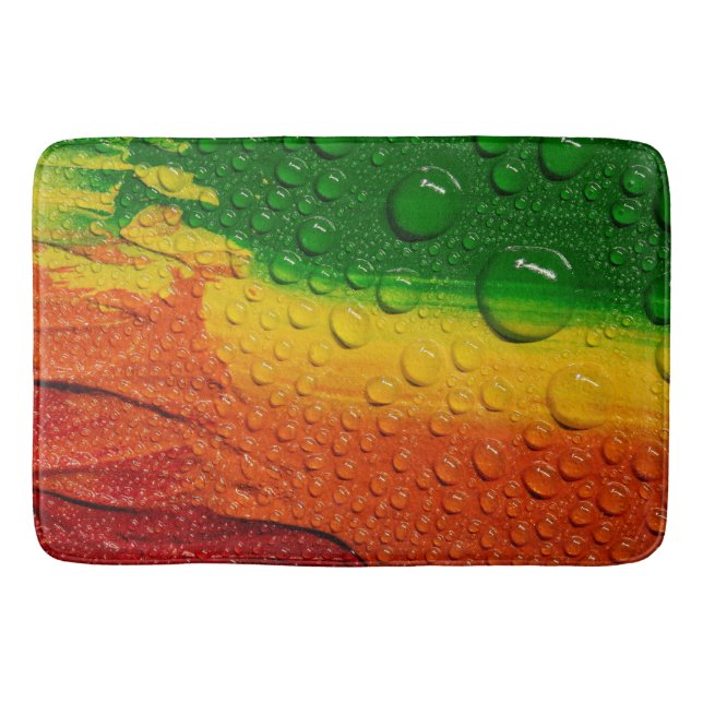 Wassertropfen auf farbenfrohe Malerei Badematte (Vorderseite)