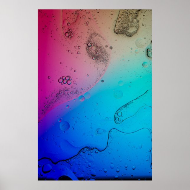 Wassertropfen auf Glasplatte Poster (Vorne)