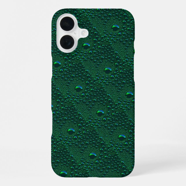 Wassertropfen auf grünem Metall iPhone Hülle (Rückseite)