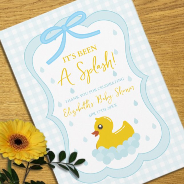 Wassertropfen Gingham-Junge-Baby-Party Danke (Von Creator hochgeladen)